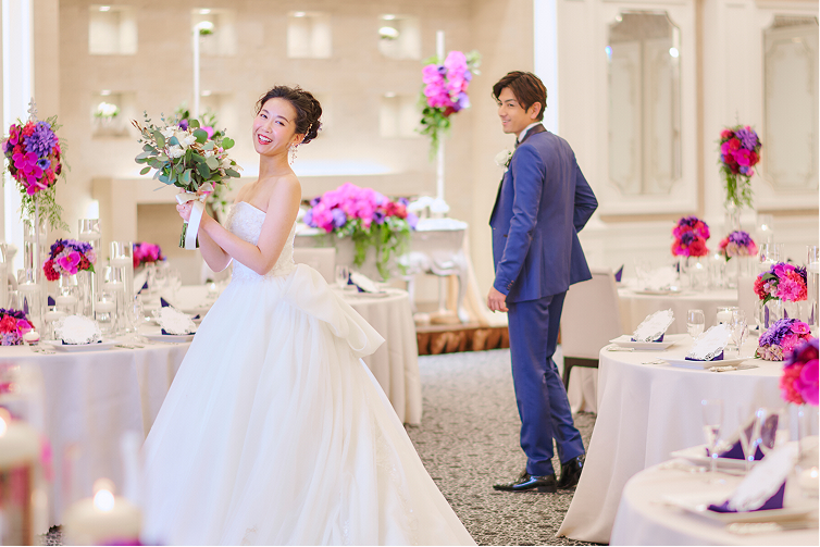 好きなものを飾った披露宴会場